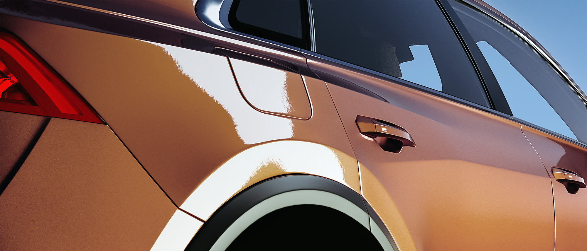 orangenes auto seitenansicht als beispiel für folien für automobilindustrie von dunmore